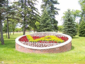 Veterans Administration floral sign at the St Cloud MN campus 